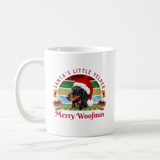 Santa’s Little Yelper, Funny Dachshund Christmas Kaffeetasse (Links)