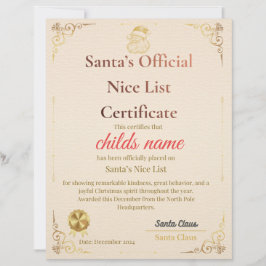 Santa’s Nice List Certificate   Briefbogen