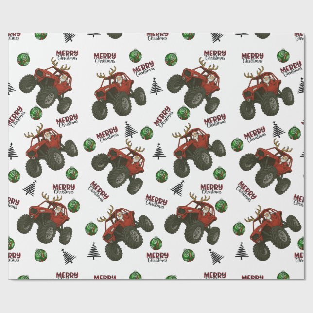 Santa’s Off-Road Christmas – Red ATV Holiday  Geschenkpapier (Flach)