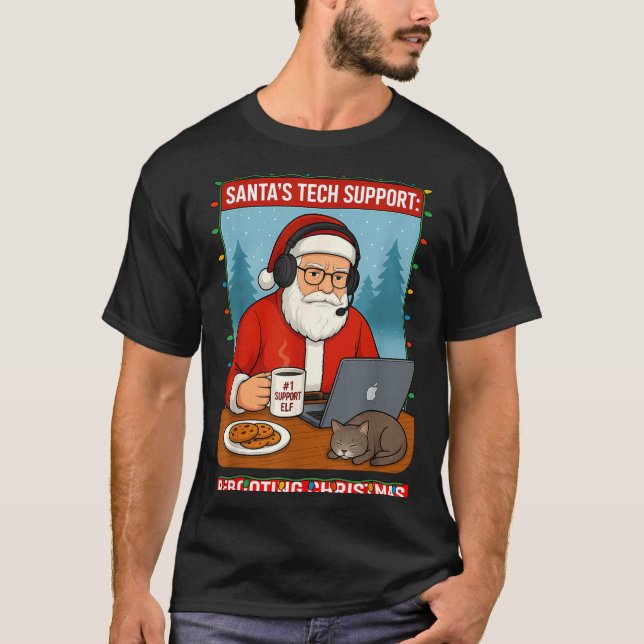 Santa s Rebooting Tech Support Shirt (Vorderseite)