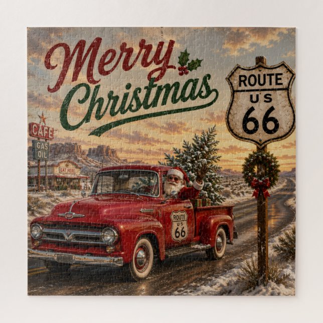 Santa’s Route 66 Weihnachts-Puzzle (Vertikal)