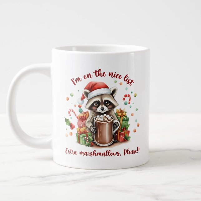 Santa’s Sweet Raccoon Treat  Jumbo-Tasse (Links)