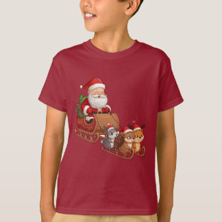 Santa’s Woodland Sleigh Ride – Kids Christmas Tee