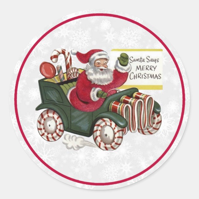 Santa sagt frohe Weihnachten Runder Aufkleber (Vorderseite)