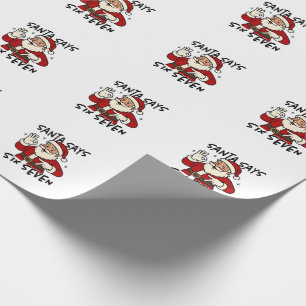 Santa sagt sechs sieben 6 7 Lustiger Brainrot Weih Geschenkpapier