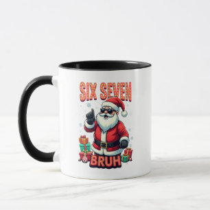🎅Santa sagt Six Seven Meme Lustiger Santa hält Tasse