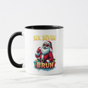 🎅Santa sagt Six Seven Meme Lustiger Santa hält Tasse