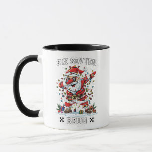 🎅Santa sagt Six Seven Meme Lustiger Santa hält Tasse