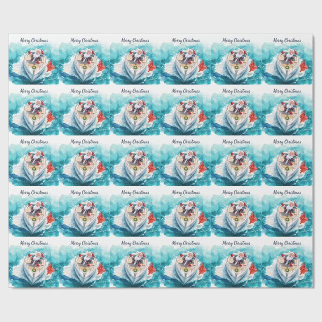 Santa Sailing – Tropical Christmas by the Sea Geschenkpapier (Flach)