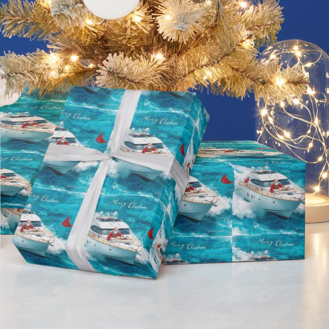 Santa Sailing – Tropical Christmas by the Sea Geschenkpapier (Feiertage)