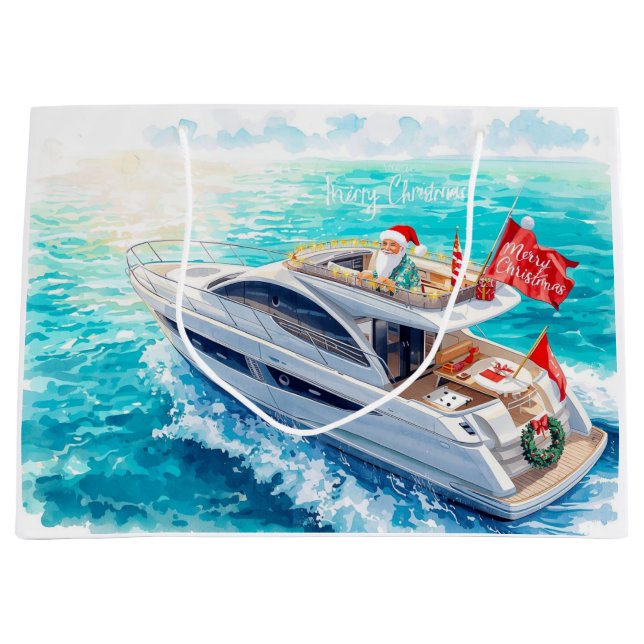 Santa Sailing – Tropical Christmas by the Sea Große Geschenktüte (Vorderseite)