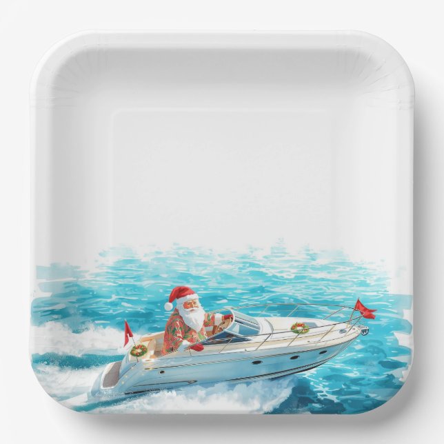Santa Sailing – Tropical Christmas by the Sea Pappteller (Vorderseite)
