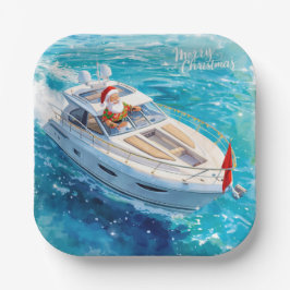 Santa Sailing – Tropical Christmas by the Sea Pappteller