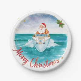 Santa Sailing – Tropical Christmas by the Sea Pappteller