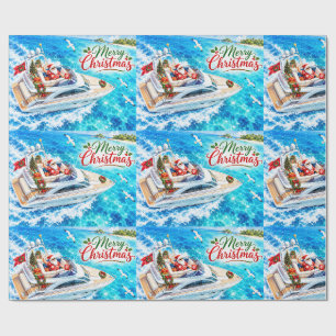Santa Sailing – Tropisches Weihnachten am Meer Geschenkpapier