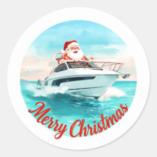 Santa Sailing – Tropisches Weihnachten am Meer Runder Aufkleber
