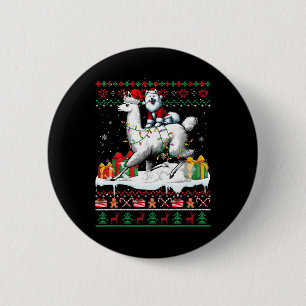Santa Samoyed Riding Llama Weihnachtssüßer Lover Button