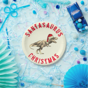Santa saurus Christmas Dinosaurier Beängstigend T  Pappteller