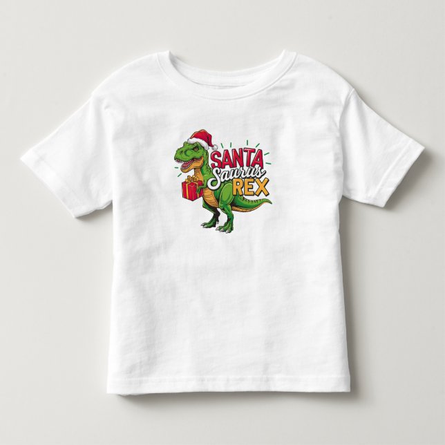 Santa saurus-rex fröhliche Weihnachtskinder Shirt (Vorderseite)