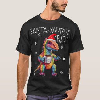 Santa-Saurus Rex Rainbow Dinosaur Kaffee Lover Chr T-Shirt