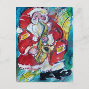 SANTA & SAX, WEIHNACHTSPARTY POSTKARTE