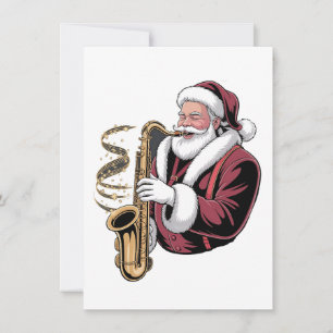 Santa Saxophon spielend Xmas Musiker Saxophonist  Einladung