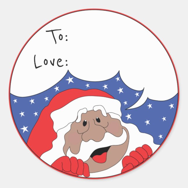 Santa Says Runder Aufkleber (Vorderseite)