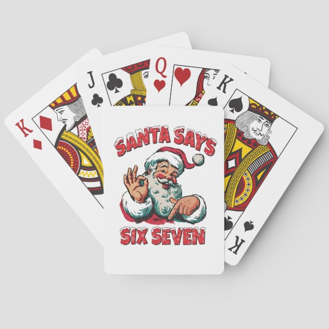 Santa Says Six Seven 6 7 Christmas Santa Claus  Spielkarten (Rückseite)