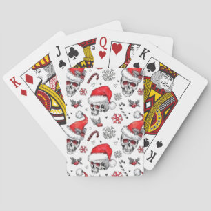 Santa-Schädel und Candy Cane Spielkarten