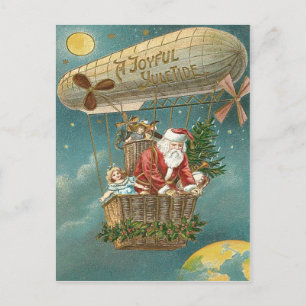 Santa schenkt Geschenke Weihnachtsbaum Ballon Feiertagspostkarte
