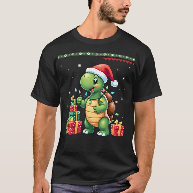 Santa-Schildkröte-Weihnachten hässlicher Pullover  (Vorderseite)