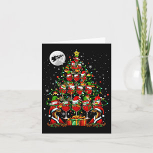 Santa Schlangen und Wein Gläser Weihnachtsbaumtrin Karte