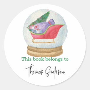 Santa-Schlitten - Baby Shower Exlibris Runder Aufkleber