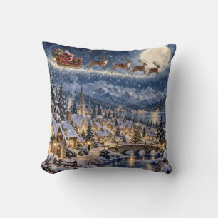 Santa-Schlitten-Christmas-Bergdorf Kissen