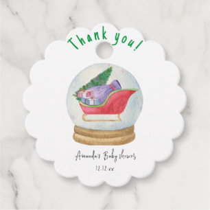 Santa-Schlitten - Danke Baby Shower  Geschenkanhänger