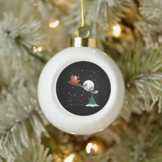 Santa Schlitten Fahrende Haie Rentiere Weihnachten Keramik Kugel-Ornament