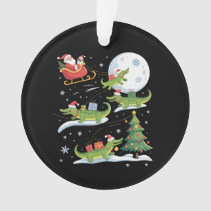 Santa-Schlitten-fahrendes Alligator-Weihnachten Lu Ornament