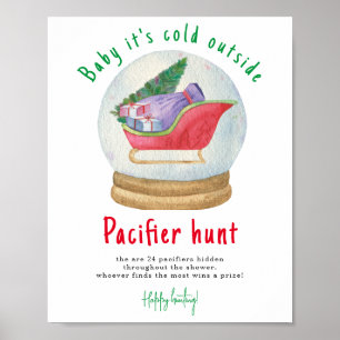 Santa-Schlitten - Schnuller Jagdspiel Babyparty Poster