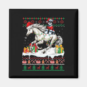 Santa Schnauzer Reiten Weihnachten Magnet