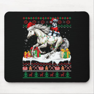 Santa Schnauzer Reiten Weihnachten Mousepad