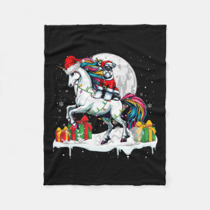 Santa Schnauzer Riding Unicorn Weihnachtsmann Kind Fleecedecke