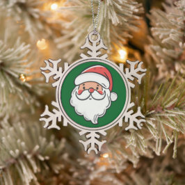 Santa Schneeflocken Zinn-Ornament