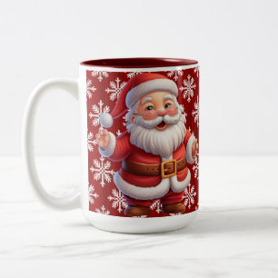 Santa-Schneeflocken Zweifarbige Tasse