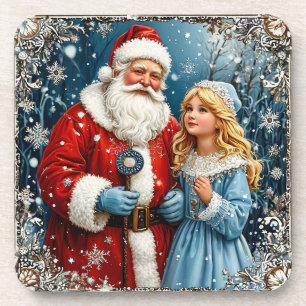 🎁Santa & Schneemädchen Winter-Coaster-Geschenk ✨ Getränkeuntersetzer