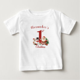 Santa, Schneemann, Reh Baby's First Christmas Baby T-shirt