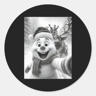 Santa Schneemann Rentier macht ein Selfie-Foto Chr Runder Aufkleber