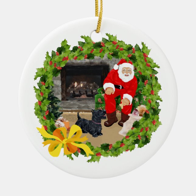 Santa Scottie Dog Ornament (Vorne)