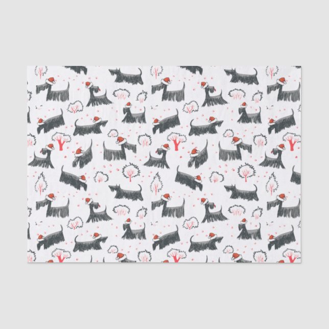 Santa Scottie Dog Scottish Terrier Puppy Christmas Seidenpapier (Vorderseite)