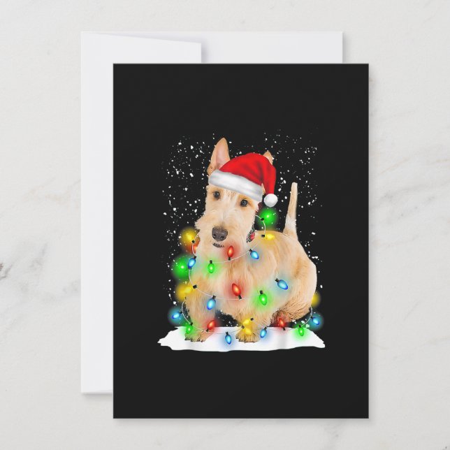 Santa Scottish Terrier Christmas Light Pajama Dog Einladung (Vorderseite)