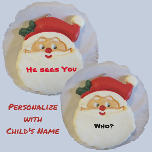 Santa Sees You Christmas individuell anpassbar Rundes Kissen